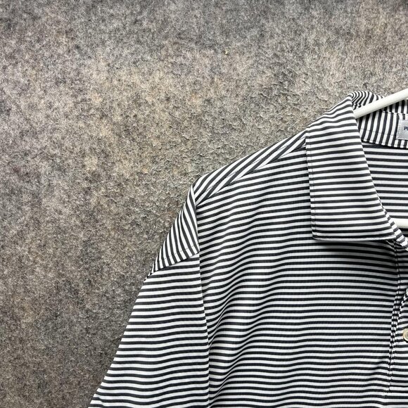 Peter Millar Polo Shirt Mens Large Gray Stripe Summer Comfort NetJets Golf - Picture 7 of 11
